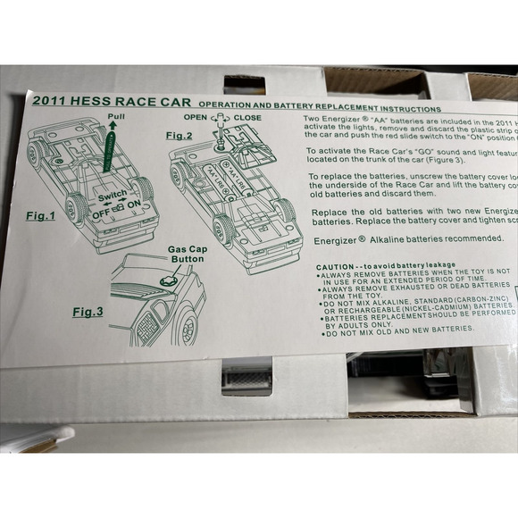 Hess 2011 White and Green Toy Truck & Pull Back Race Car Lights Sounds Ramp - Picture 14 of 14